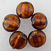 Silver Foil Lampwork Beads, Flat Round 15x8mm Hole:About 2mm, Sold by PC