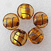 Silver Foil Lampwork Beads, Flat Round 15x8mm Hole:About 2mm, Sold by PC