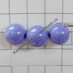 Solid Crackle Acrlylic Beads, Round 12mm, Hole:1.5mm, Sold by Bag