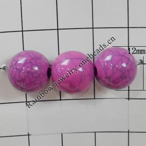 Solid Crackle Acrlylic Beads, Round 12mm, Hole:1.5mm, Sold by Bag