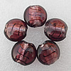 Silver Foil Lampwork Beads, Flat Round 15x8mm Hole:About 2mm, Sold by PC