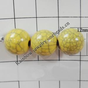 Solid Crackle Acrlylic Beads, Round 12mm, Hole:1.5mm, Sold by Bag