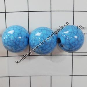 Solid Crackle Acrlylic Beads, Round 12mm, Hole:1.5mm, Sold by Bag