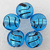 Silver Foil Lampwork Beads, Flat Round 15x8mm Hole:About 2mm, Sold by PC