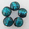 Silver Foil Lampwork Beads, Flat Round 15x8mm Hole:About 2mm, Sold by PC