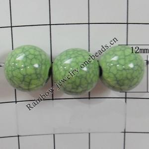 Solid Crackle Acrlylic Beads, Round 12mm, Hole:1.5mm, Sold by Bag