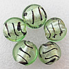 Silver Foil Lampwork Beads, Flat Round 15x8mm Hole:About 2mm, Sold by PC