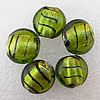 Silver Foil Lampwork Beads, Flat Round 15x8mm Hole:About 2mm, Sold by PC