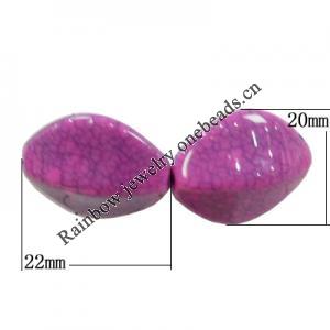 Solid Crackle Acrlylic Beads, Horse Eye 20x22mm, Hole:1.5mm, Sold by Bag