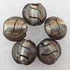 Silver Foil Lampwork Beads, Flat Round 15x8mm Hole:About 2mm, Sold by PC