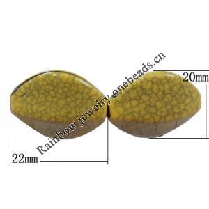 Solid Crackle Acrlylic Beads, Horse Eye 20x22mm, Hole:1.5mm, Sold by Bag