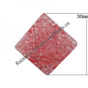 Crackle Acrlylic Beads, Diamond 30mm, Hole:2mm, Sold by Bag