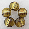 Silver Foil Lampwork Beads, Flat Round 15x8mm Hole:About 2mm, Sold by PC