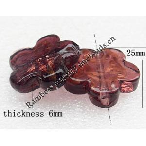 Gold Sand Lampwork Beads, Flower 25x6mm Hole:About 2mm, Sold by PC