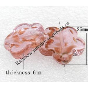 Gold Sand Lampwork Beads, Flower 25x6mm Hole:About 2mm, Sold by PC