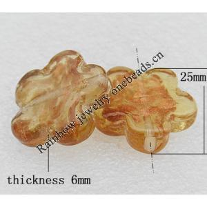 Gold Sand Lampwork Beads, Flower 25x6mm Hole:About 2mm, Sold by PC