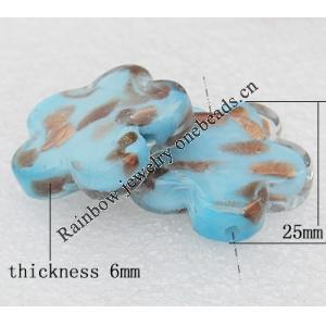 Gold Sand Lampwork Beads, Flower 25x6mm Hole:About 2mm, Sold by PC