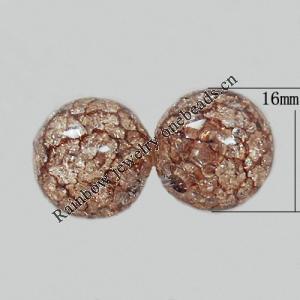 Crackle Acrlylic Beads, Round 16mm, Hole:2mm, Sold by Bag