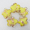 Gold Sand Lampwork Beads, Flower 25x6mm Hole:About 2mm, Sold by PC