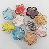Gold Sand Lampwork Beads, Mix Color, Flower 25x6mm Hole:About 2mm, Sold by Group