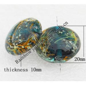 Luminous Lampwork Beads, Flat Round 20x10mm Hole:About 2mm, Sold by PC