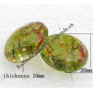 Luminous Lampwork Beads, Flat Round 20x10mm Hole:About 2mm, Sold by PC