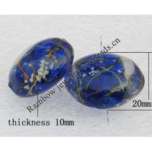 Luminous Lampwork Beads, Flat Round 20x10mm Hole:About 2mm, Sold by PC
