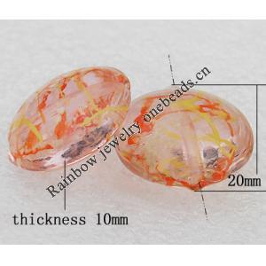 Luminous Lampwork Beads, Flat Round 20x10mm Hole:About 2mm, Sold by PC