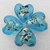 Silver Foil Lampwork Beads, Heart 20x13mm Hole:About 2mm, Sold by PC