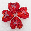 Silver Foil Lampwork Beads, Heart 20x13mm Hole:About 2mm, Sold by PC