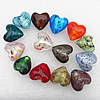 Silver Foil Lampwork Beads, Mix Color, Heart 20x13mm Hole:About 2mm, Sold by Group