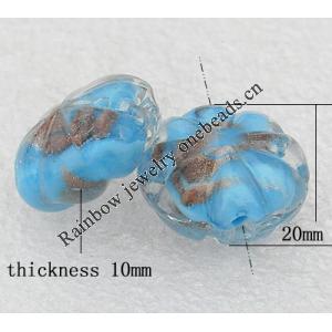 Gold Sand Lampwork Beads, Flower 20x10mm Hole:About 2mm, Sold by PC