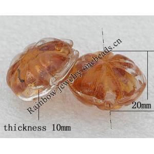 Gold Sand Lampwork Beads, Flower 20x10mm Hole:About 2mm, Sold by PC