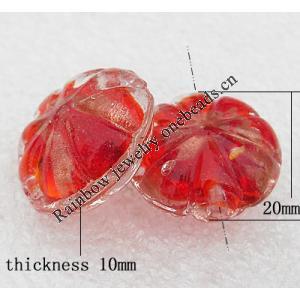 Gold Sand Lampwork Beads, Flower 20x10mm Hole:About 2mm, Sold by PC