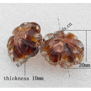 Gold Sand Lampwork Beads, Flower 20x10mm Hole:About 2mm, Sold by PC