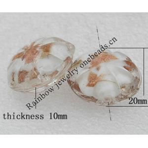 Gold Sand Lampwork Beads, Flower 20x10mm Hole:About 2mm, Sold by PC