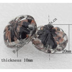 Gold Sand Lampwork Beads, Flower 20x10mm Hole:About 2mm, Sold by PC