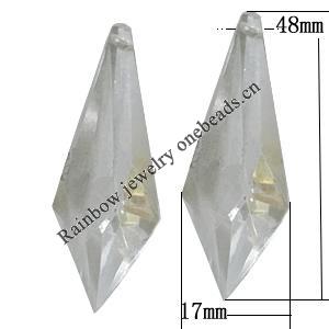 Transparent Acrylic Pendant, 48x17mm Hole:1mm Sold by Bag 