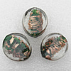 Gold Sand Lampwork Beads, Flat Oval 30x25mm Hole:About 2mm, Sold by PC