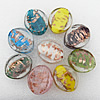 Gold Sand Lampwork Beads, Mix Color, Flat Oval 30x25mm Hole:About 2mm, Sold by Group