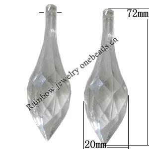 Transparent Acrylic Pendant, 72x20mm Hole:1mm Sold by Bag 