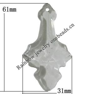 Transparent Acrylic Pendant, 61x31mm Hole:1mm Sold by Bag 