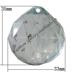 Transparent Acrylic Pendant, 35x33mm Hole:2mm Sold by Bag 