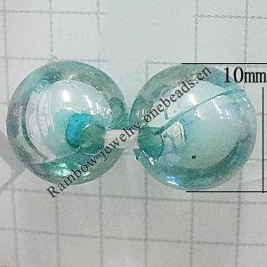 Acrylic Beads Plated AB, Round 10mm Hole:2mm, Sold by Bag 