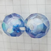 Acrylic Beads Plated AB, Faceted Round 12mm Hole:2mm, Sold by Bag 