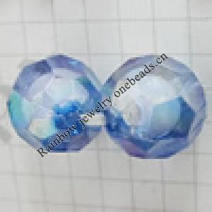 Acrylic Beads Plated AB, Faceted Round 12mm Hole:2mm, Sold by Bag 