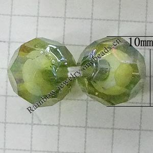 Acrylic Beads Plated AB, Faceted Round 10mm Hole:2mm, Sold by Bag 