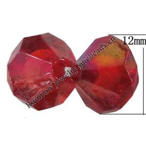Acrylic Beads Plated AB, Faceted Bicone 12mm Hole:2mm, Sold by Bag 