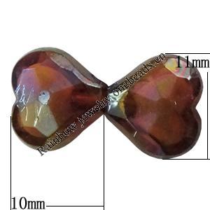 Acrylic Beads Plated AB, Faceted Heart 11x10mm Hole:2mm, Sold by Bag 