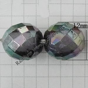 Acrylic Beads Plated AB, Faceted Oval 12mm Hole:2mm, Sold by Bag 